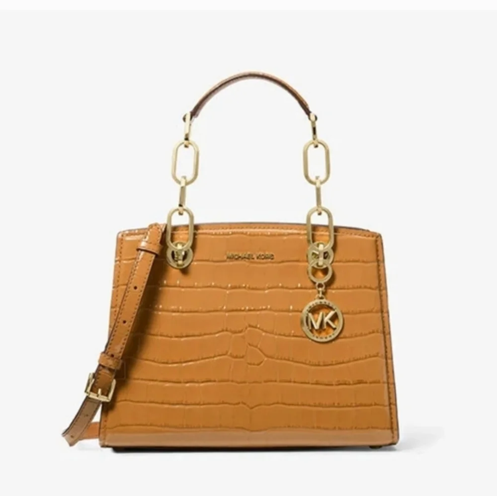 NWT Michael Kors Cynthia Small Croc Embossed Leather Satchel & Wallet Set - Picture 2 of 15
